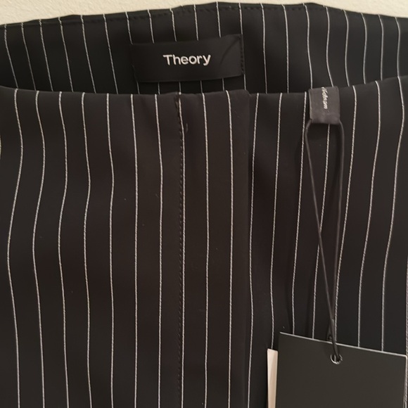 THEORY OFF THE SHOULDER PERFORM TECH PINSTRIPE BLAZER IN BLACK SIZE 2 - Picture 12 of 15